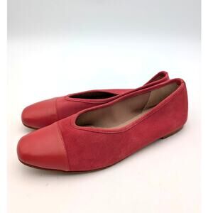 LK Bennett Hanna Cap Toe Ballet Flat Shoes Women's Soft Red Size US10 EU40
